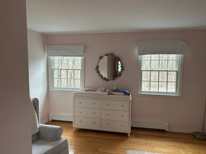 New Pella windows in the baby's room keep the cold air out